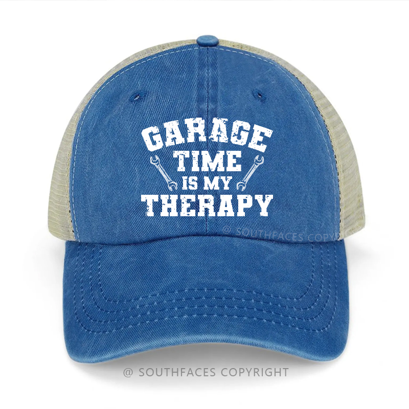 Garage Time Is My Therapy Funny Gift Trucker Cap