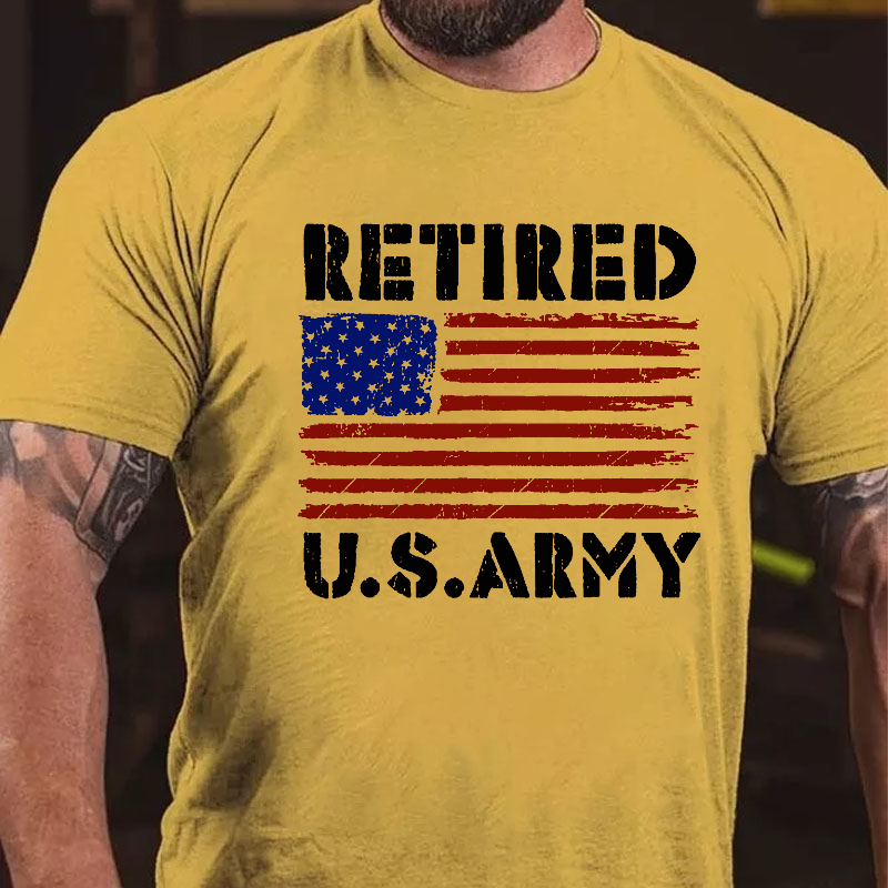 Vintage USA Flag Family Hero Proud Retired U.S Army Veteran T-shirt