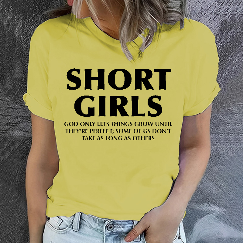 Funny Short Girls Print Short Sleeve T-shirt