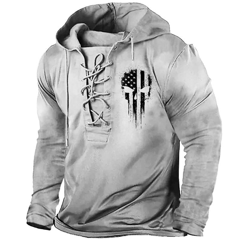U.S.A Skull Print Veteran Retro Hoodie