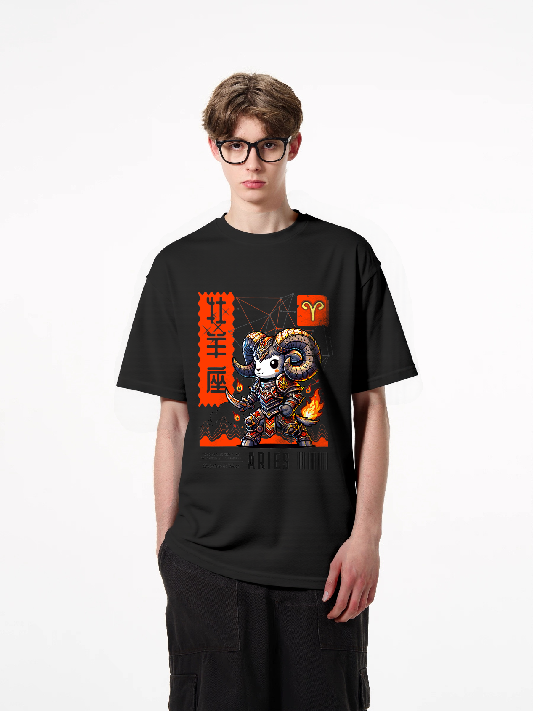 1pcs T Shirt with Goat in Armor Print, Trendy Design in Various Colors, 180g Pure Cotton, Perfect for Fans of Fantasy and Unique Art. Casual Crew Neck T-Shirts in Stylish Colors for Warm Days Trendy Casual Wear for Young Men