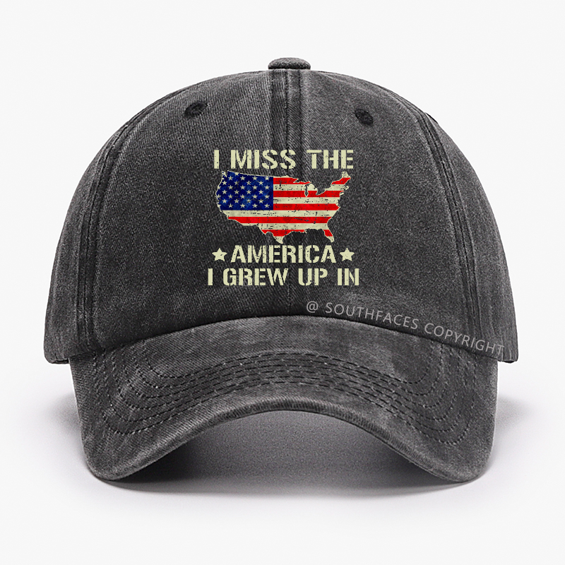 I Miss The America I Grew Up In USA Flag Print Hat