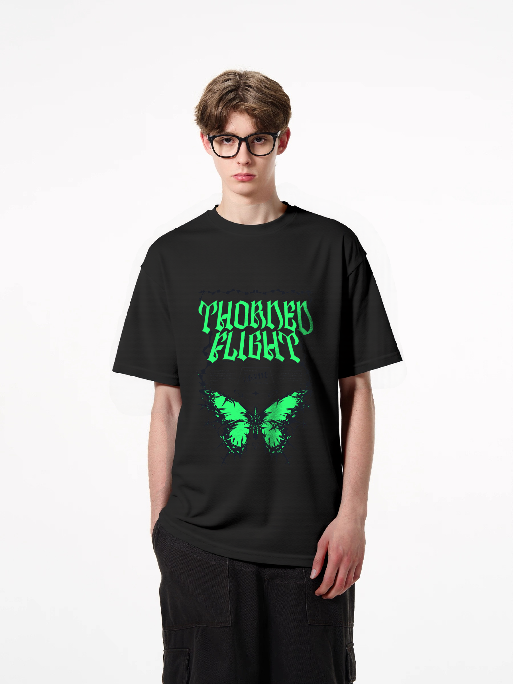1pcs Trendy 180g Pure Cotton T Shirt with Distressed Butterfly Print, Available in Various Colors, Stylish Graphic Design for Unique Look Lightweight Casual Tees in Everyday Colors for Ultimate Comfort Playful Casual Tees for Your