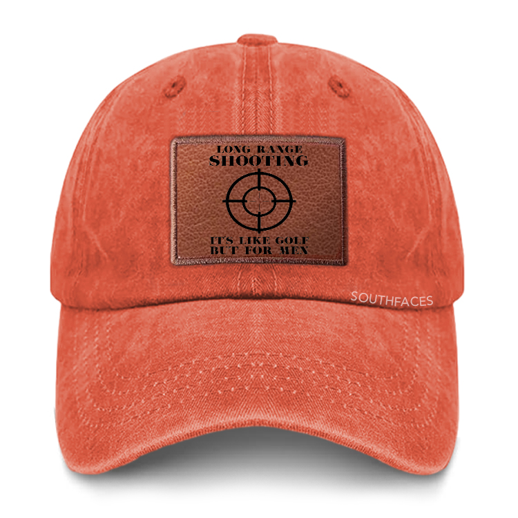 Long Range Shooting It's Like Golf But For Men Leather Patch Cap