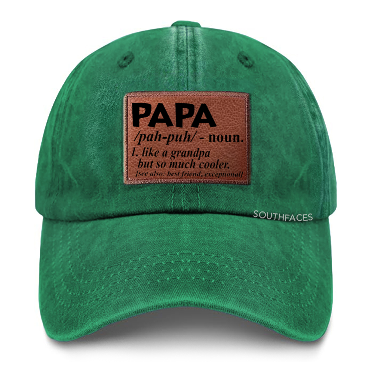 PAPA Like A Grandpa But So Much Cooler Leather Patch Cap