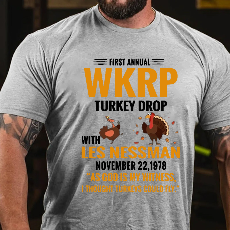 First Annual WKRP Turkey Drop With Les Nessman November 22 1978 T-shirt