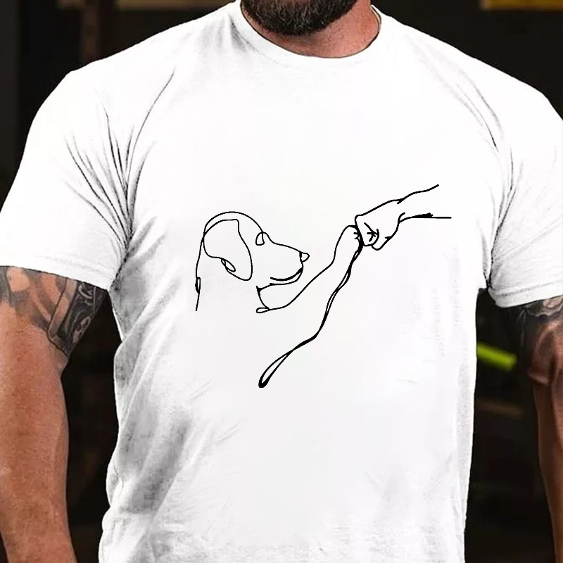 Dog Fist Bump Funny Print Men's T-shirt