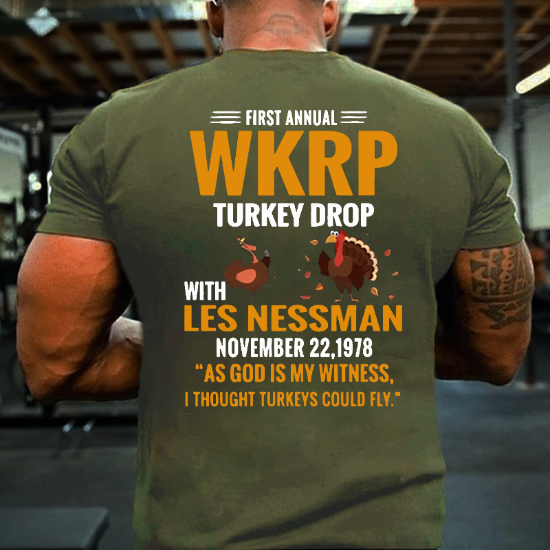 First Annual WKRP Turkey Drop With Les Nessman November 22 1978 T-shirt