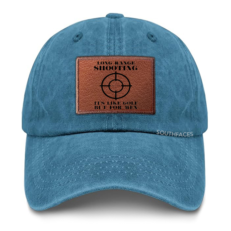 Long Range Shooting It's Like Golf But For Men Leather Patch Cap