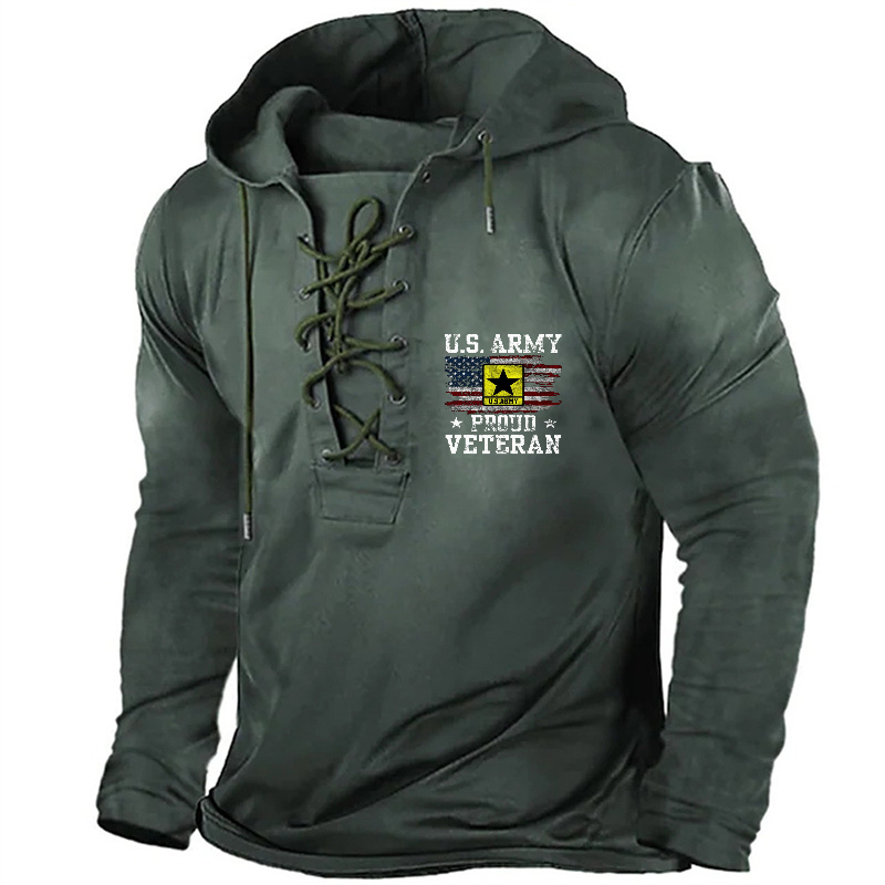 US Flag Army Proud Veteran Retro Hoodie