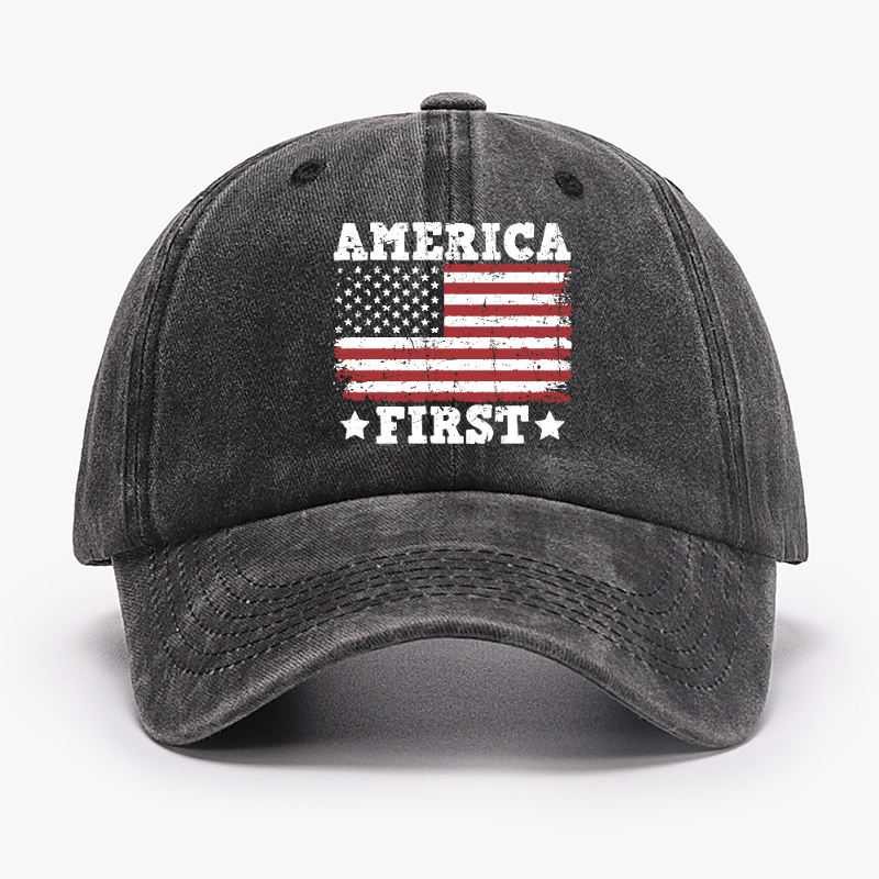 America First With USA Flag Print Hat