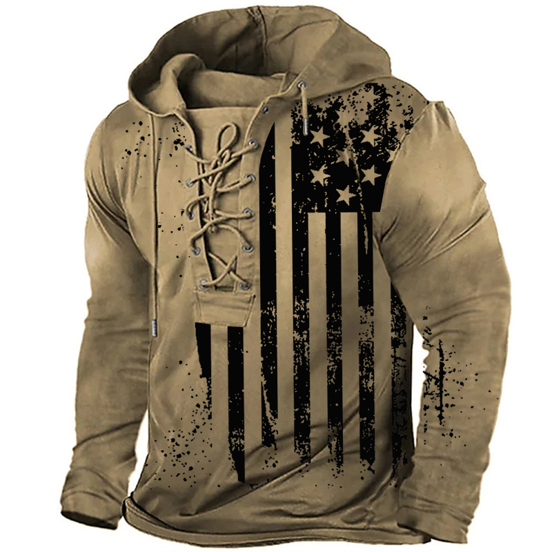 USA Distressed Flag Hooded Retro Hoodie