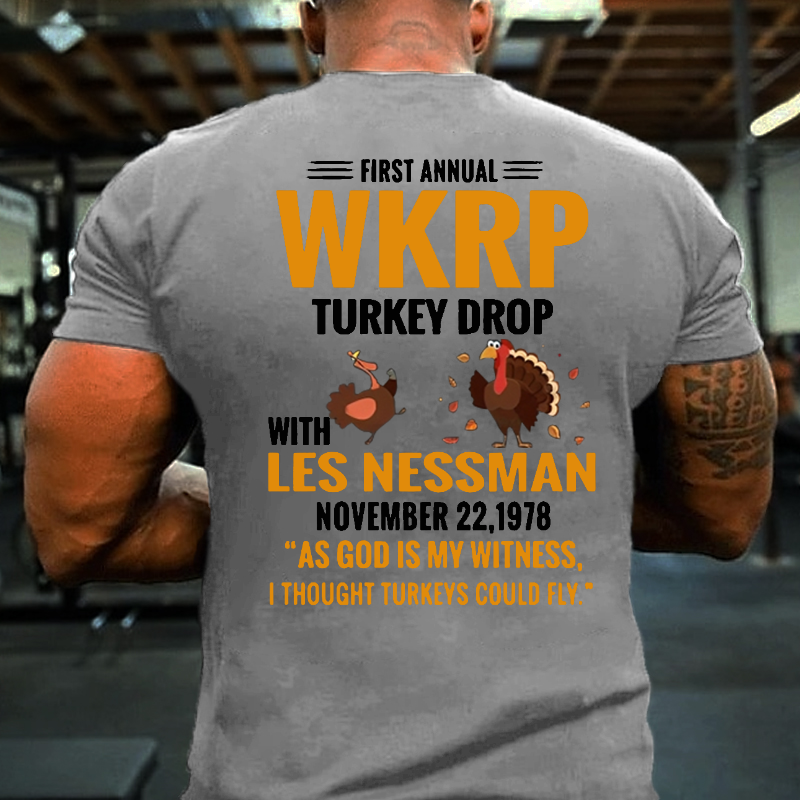 First Annual WKRP Turkey Drop With Les Nessman November 22 1978 T-shirt