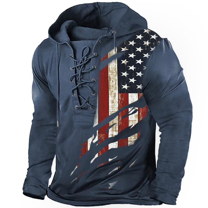 American Flag Distressed Design Print-The Best Gift For Patriots Retro Hoodie