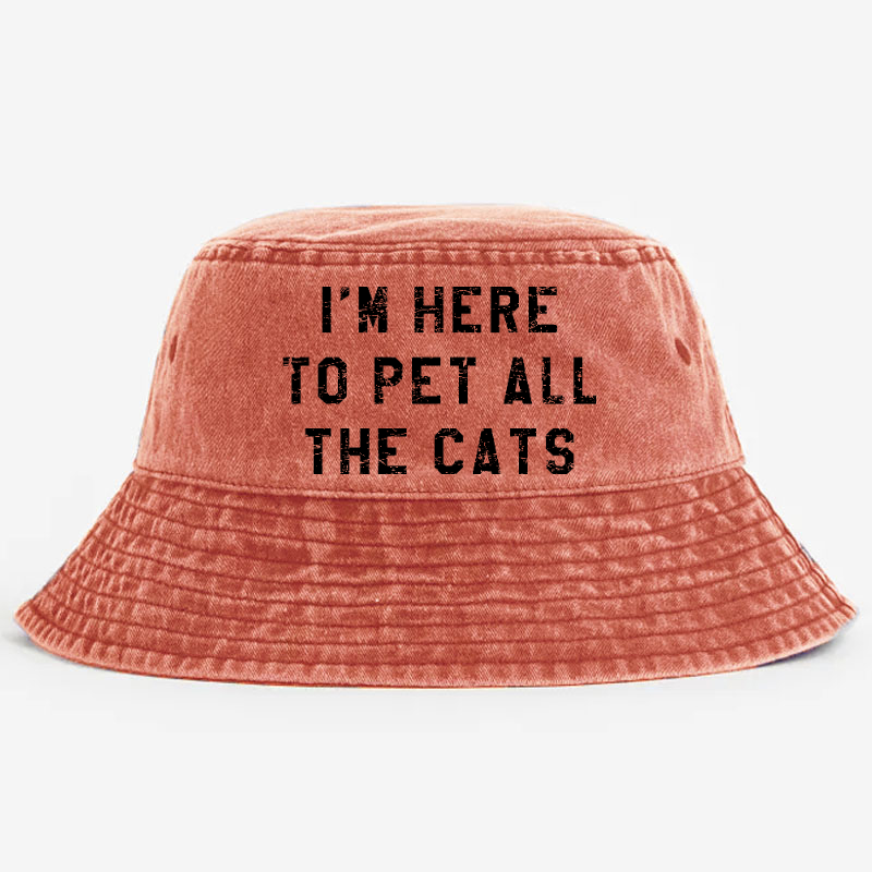 I'm Here To Pet All The Cats Bucket Hat