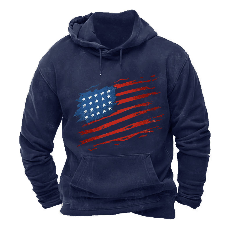 American Colorful Distressed Waving Flag Hoodie