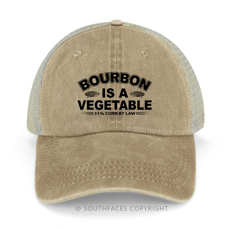 Bourbon Is A Vegetable 51% Corn By Law Sarcastic Drunk Trucker Cap