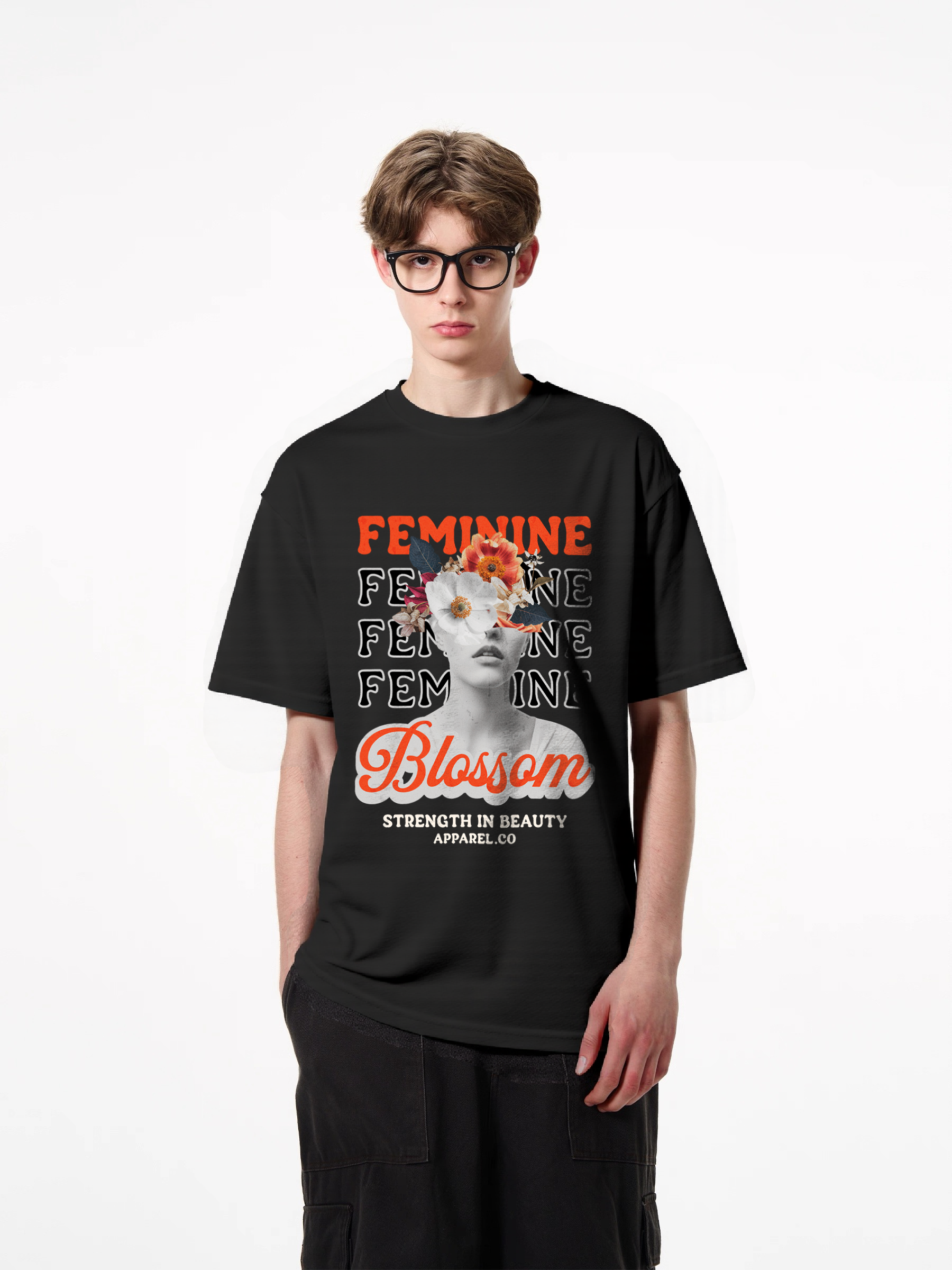 1pcs Trendy T Shirt featuring floral print and feminine strength design available in various colors crafted from 180g pure cotton for comfortable wear. Lightweight Casual Tees for Warm Weather Easy Care
