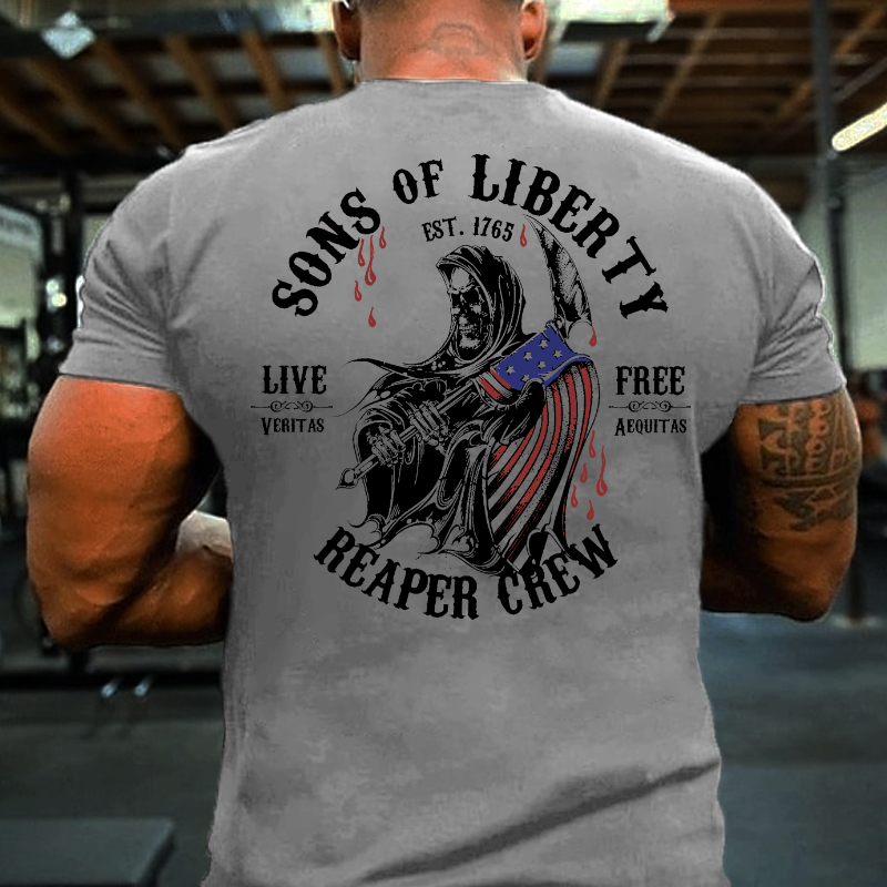 Sons of Liberty Reaper Crew Live Free Veritas Aequitas T-shirt