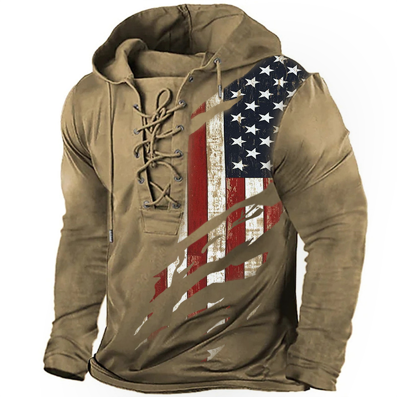 American Flag Distressed Design Print-The Best Gift For Patriots Retro Hoodie