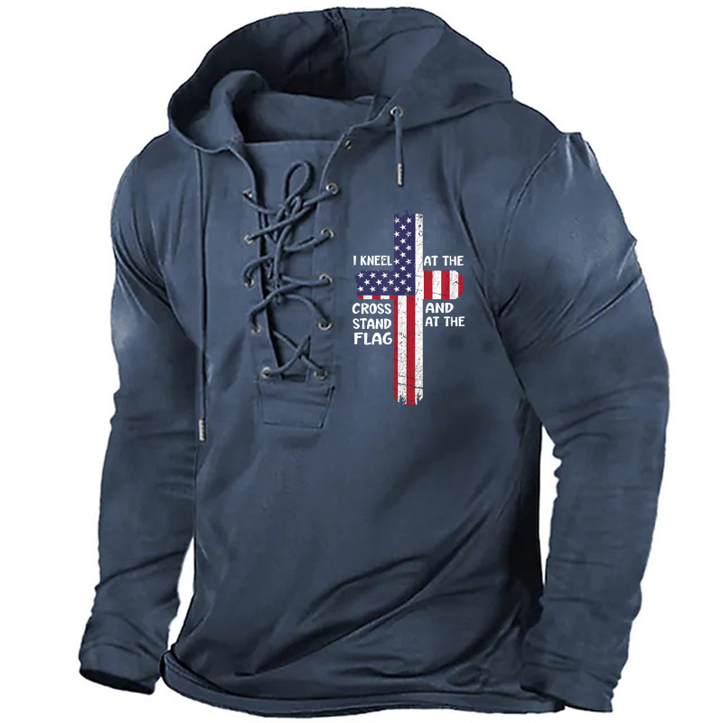 Kneel Cross At The Cross Memorial Day Never Forget Veteran Retro Hoodie