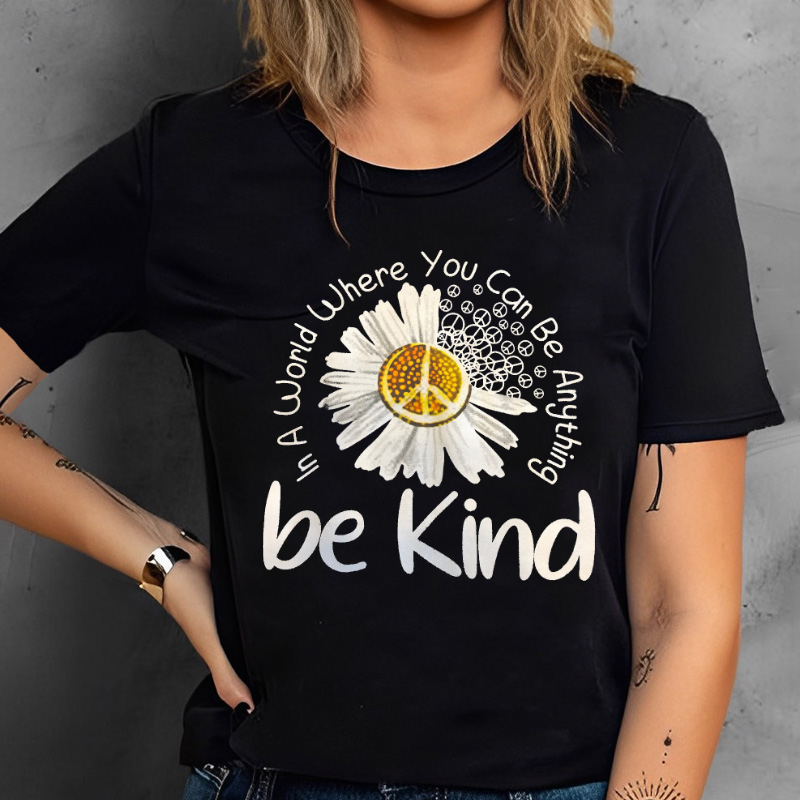Be Kind Daisy Print Short Sleeve T-shirt