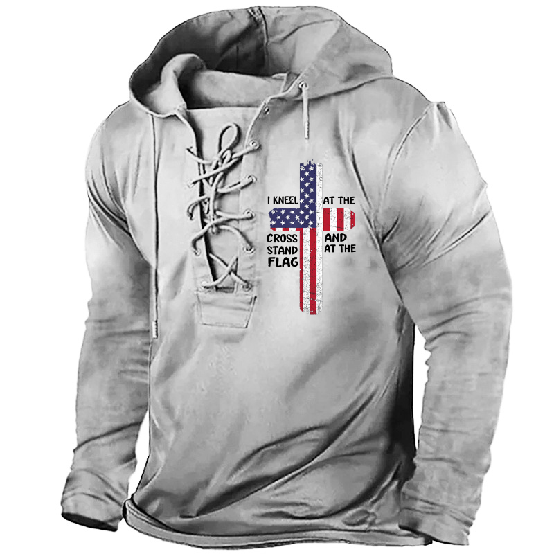 Kneel Cross At The Cross Memorial Day Never Forget Veteran Retro Hoodie