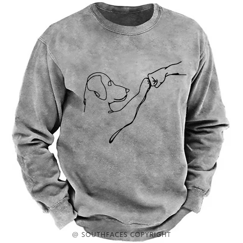 Dog Fist Bump Funny Print Sweatshirt