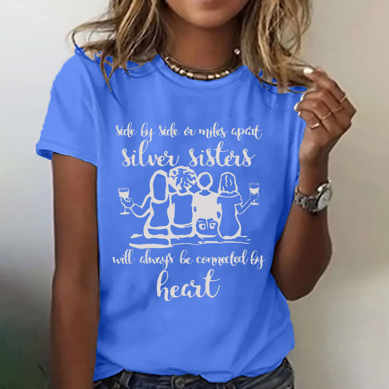 Side By Side A Miles Apart Silves Sisters T-shirt
