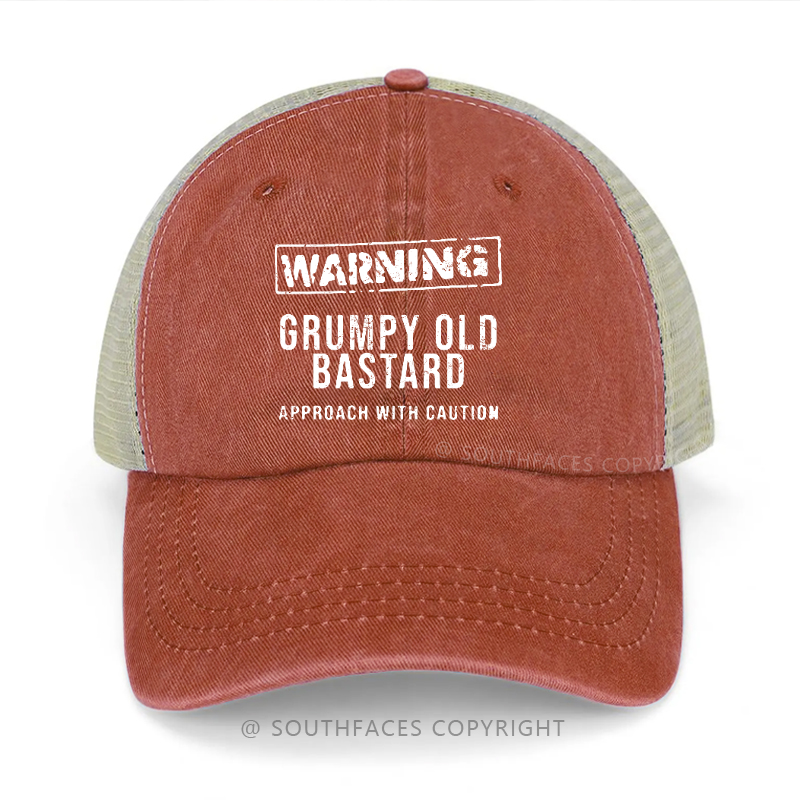 Warning Grumpy Old Bastard Approach With Caution Trucker Cap