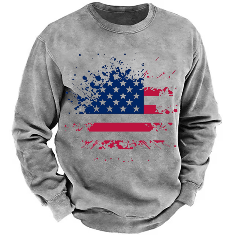 American Colorful Shabby Flag Print Sweatshirt
