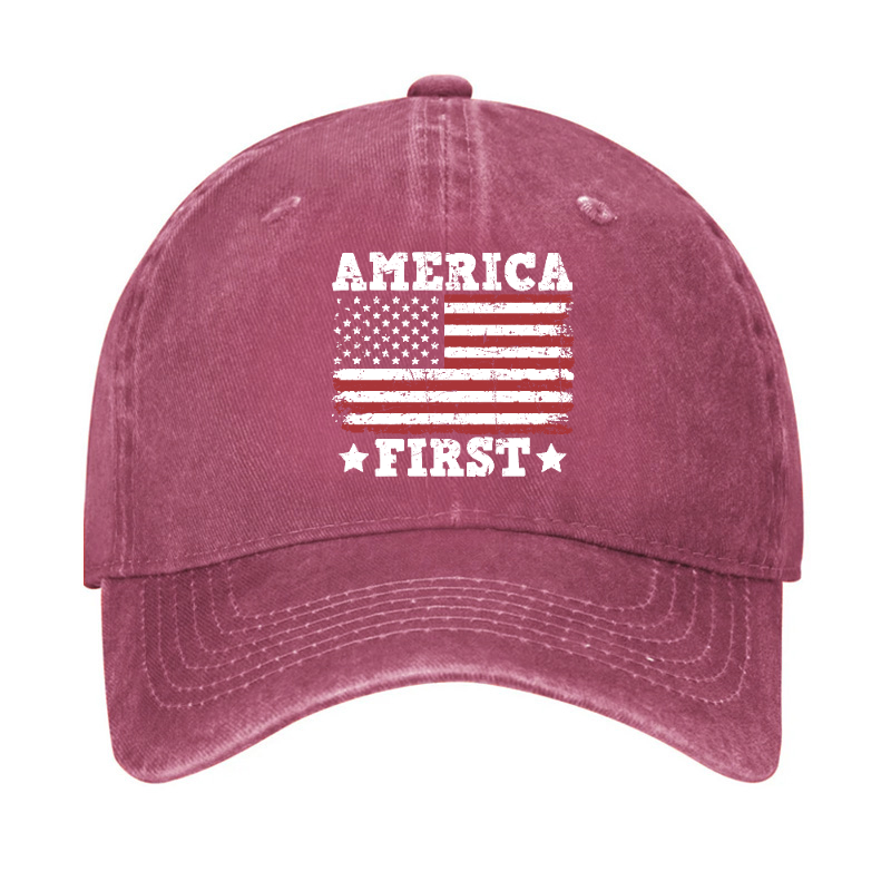 America First With USA Flag Print Hat