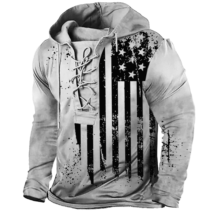 USA Distressed Flag Hooded Retro Hoodie