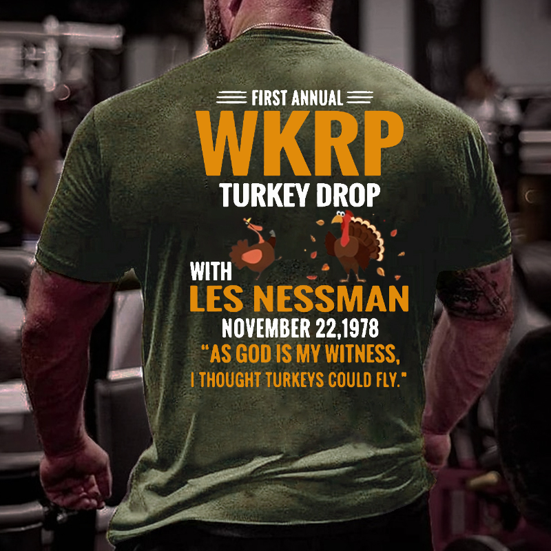 First Annual WKRP Turkey Drop With Les Nessman November 22 1978 T-shirt