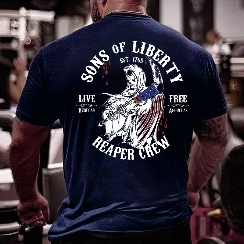 Sons of Liberty Reaper Crew Live Free Veritas Aequitas T-shirt