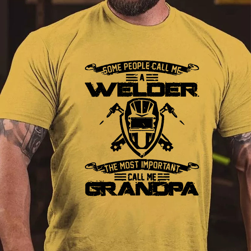 Vintage Most Important Call Me Grandpa Funny Welder T-shirt