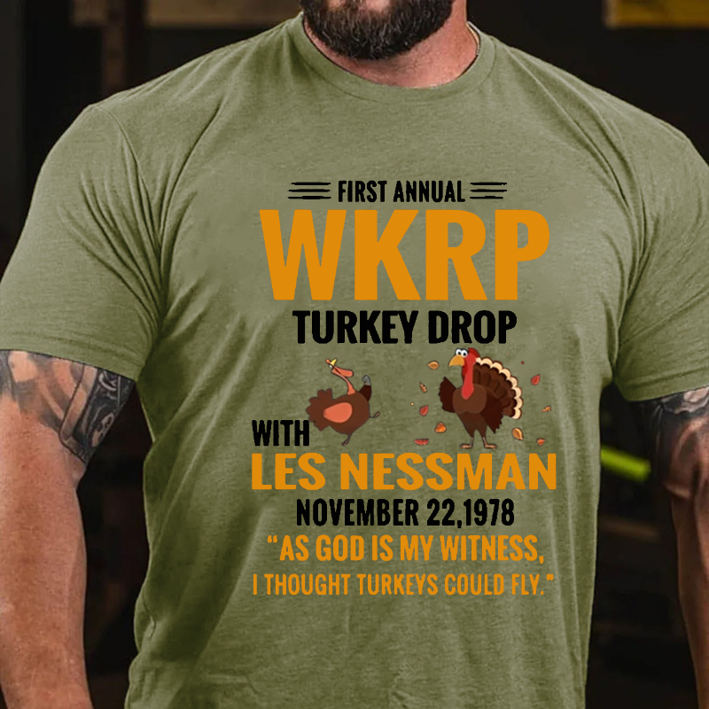 First Annual WKRP Turkey Drop With Les Nessman November 22 1978 T-shirt