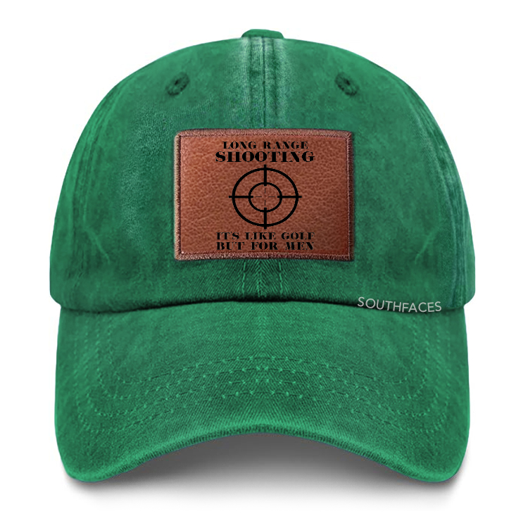 Long Range Shooting It's Like Golf But For Men Leather Patch Cap