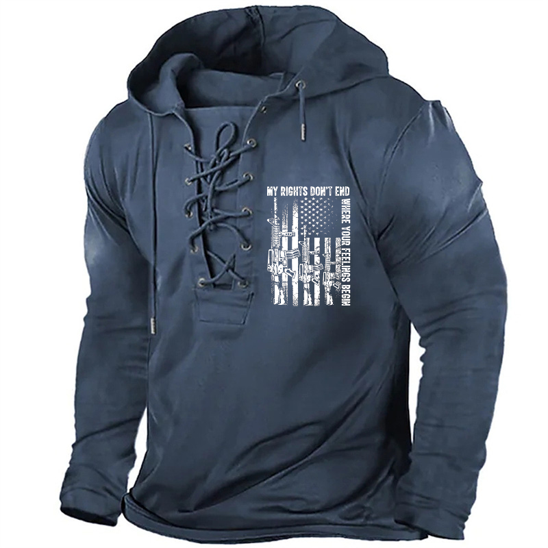 My Rights Don't End Where Your Feelings Begin Usa Flag Gun Retro Hoodie