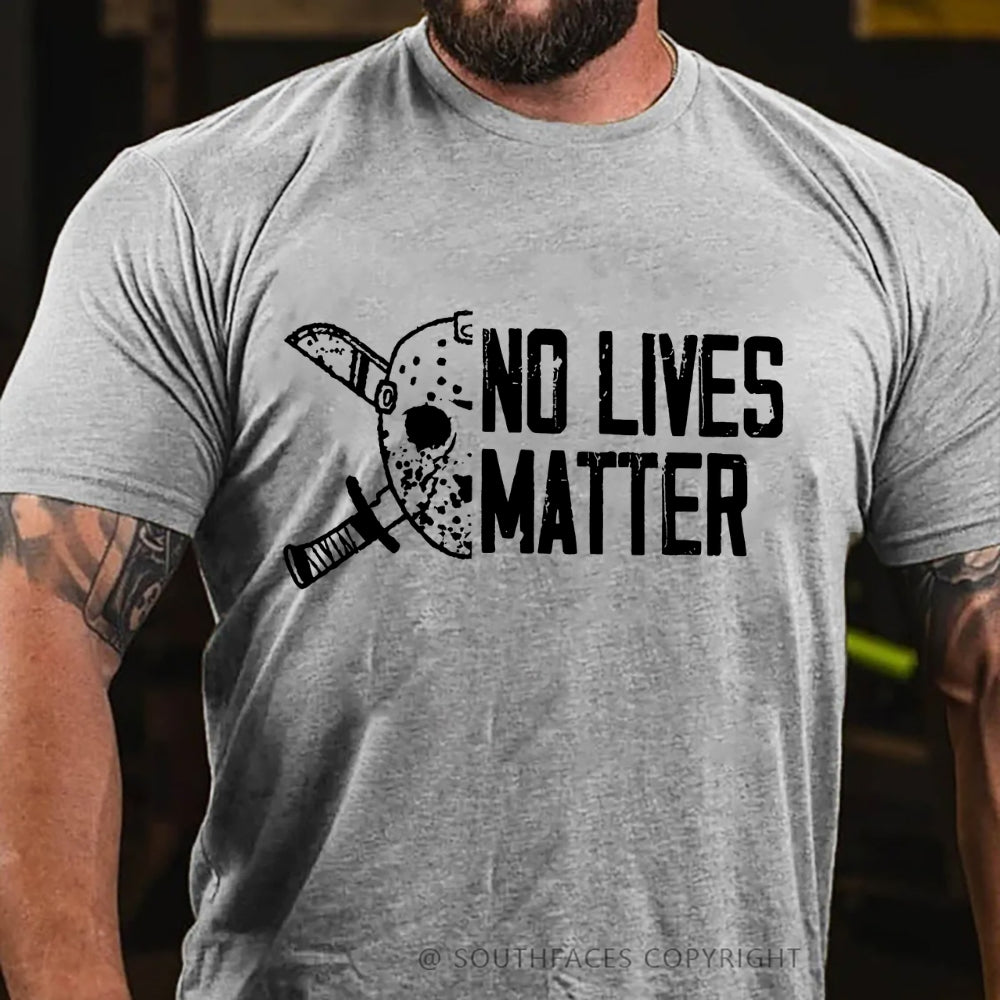 Mens Halloween Funny T-shirt Jason No Lives Matter