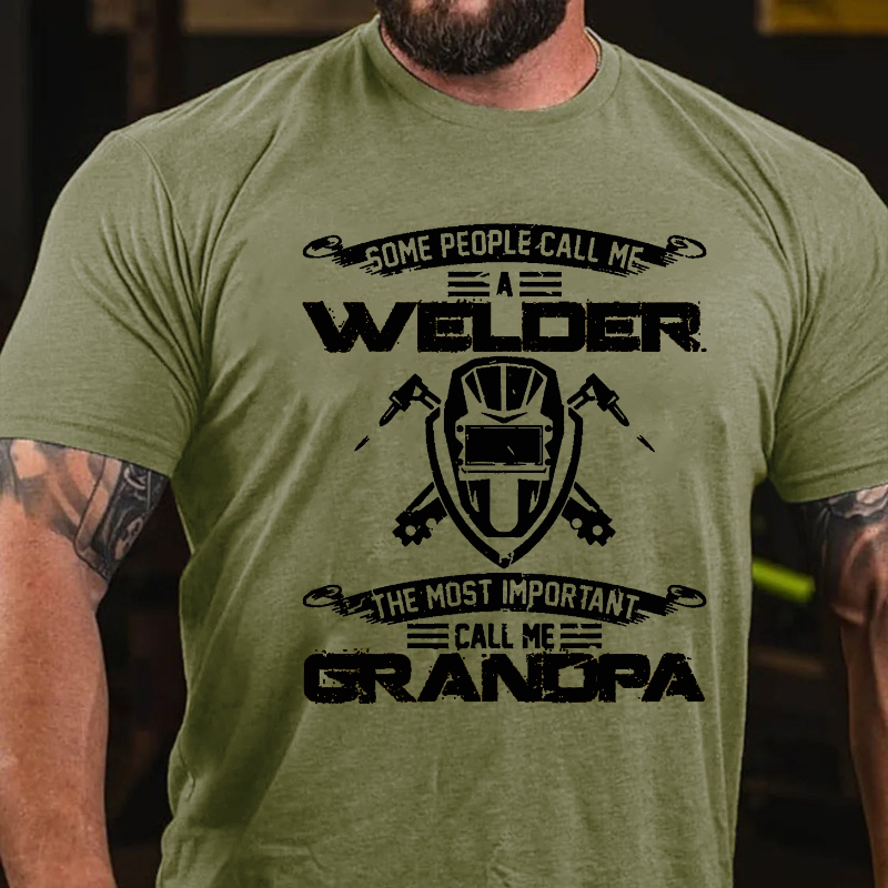 Vintage Most Important Call Me Grandpa Funny Welder T-shirt