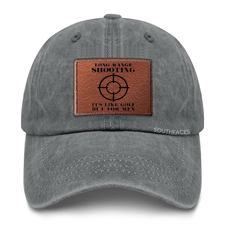 Long Range Shooting It's Like Golf But For Men Leather Patch Cap