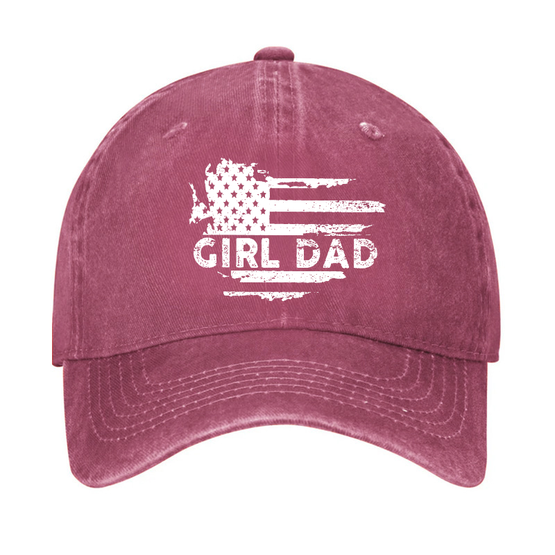 Girl Dad With Flag Print Funny Father Gift Hat