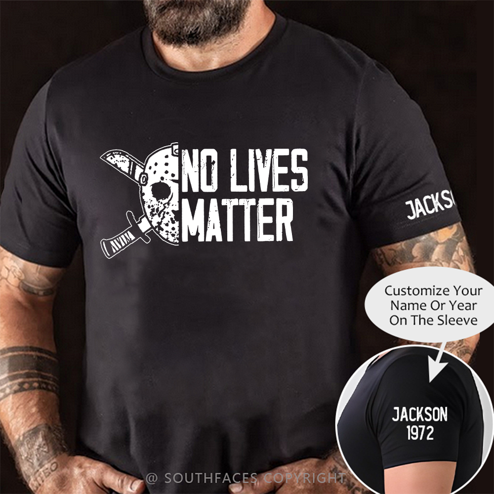 Mens Halloween Funny T-shirt Jason No Lives Matter