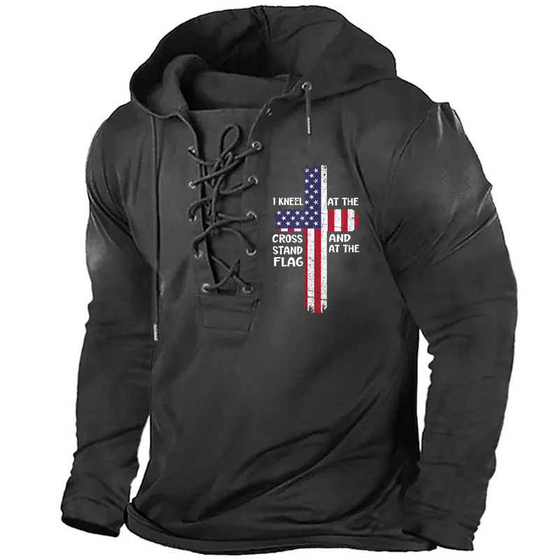 Kneel Cross At The Cross Memorial Day Never Forget Veteran Retro Hoodie