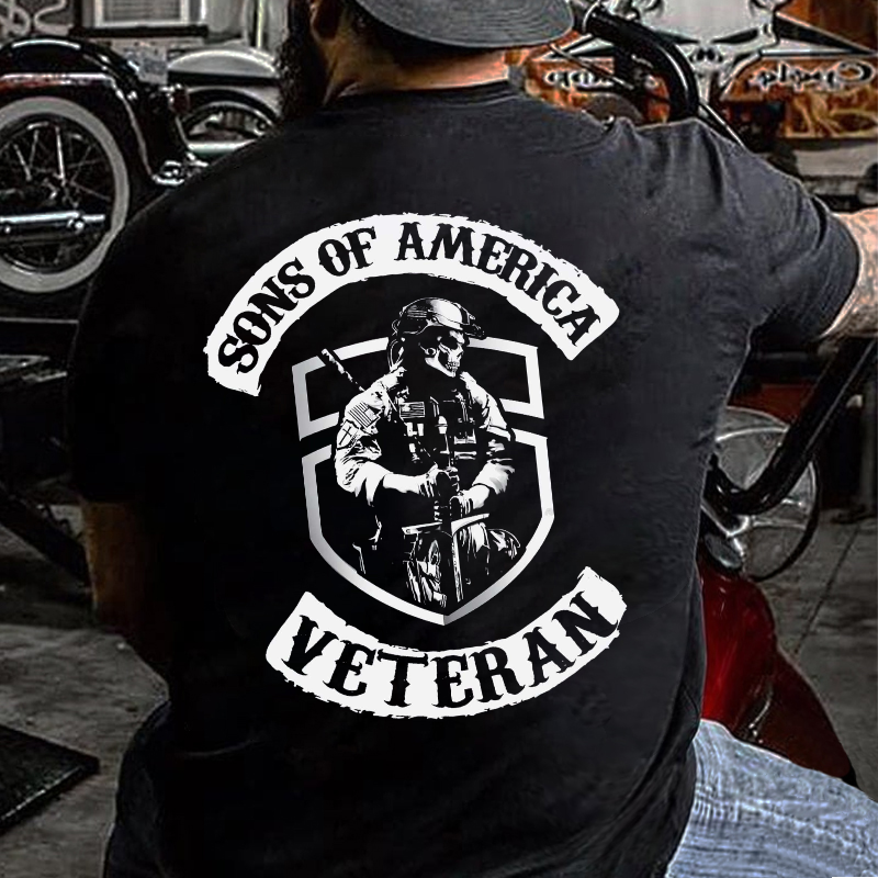 Sons Of America Veteran Skull Print Men's T-shirt