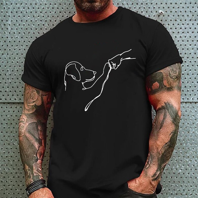 Dog Fist Bump Funny Print Men's T-shirt