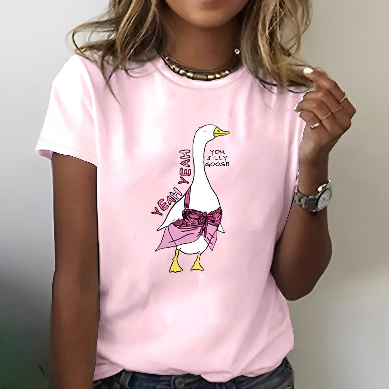 Yeah Yeah You Silly Goose Print T-shirt