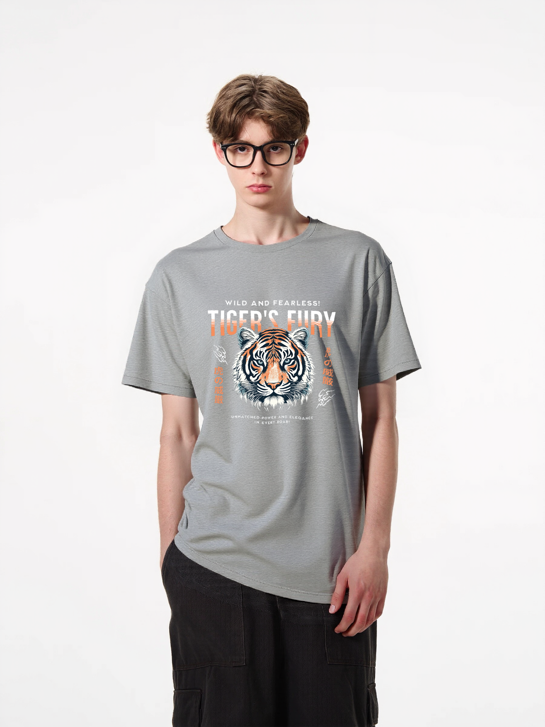 1pcs Trendy Wild Tiger T Shirt Print, 180g Pure Cotton Various Colors Tee, Bold Graphic Design, Ultra Comfortable Unmatched Power and Elegance Statement Top for Men and Women. Casual Tees with Creative Graphics Casual Short Sleeve Tops