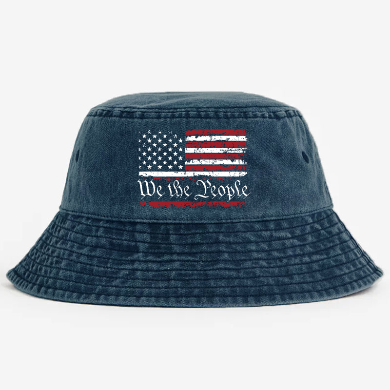 We The People With USA Flag Print Bucket Hat